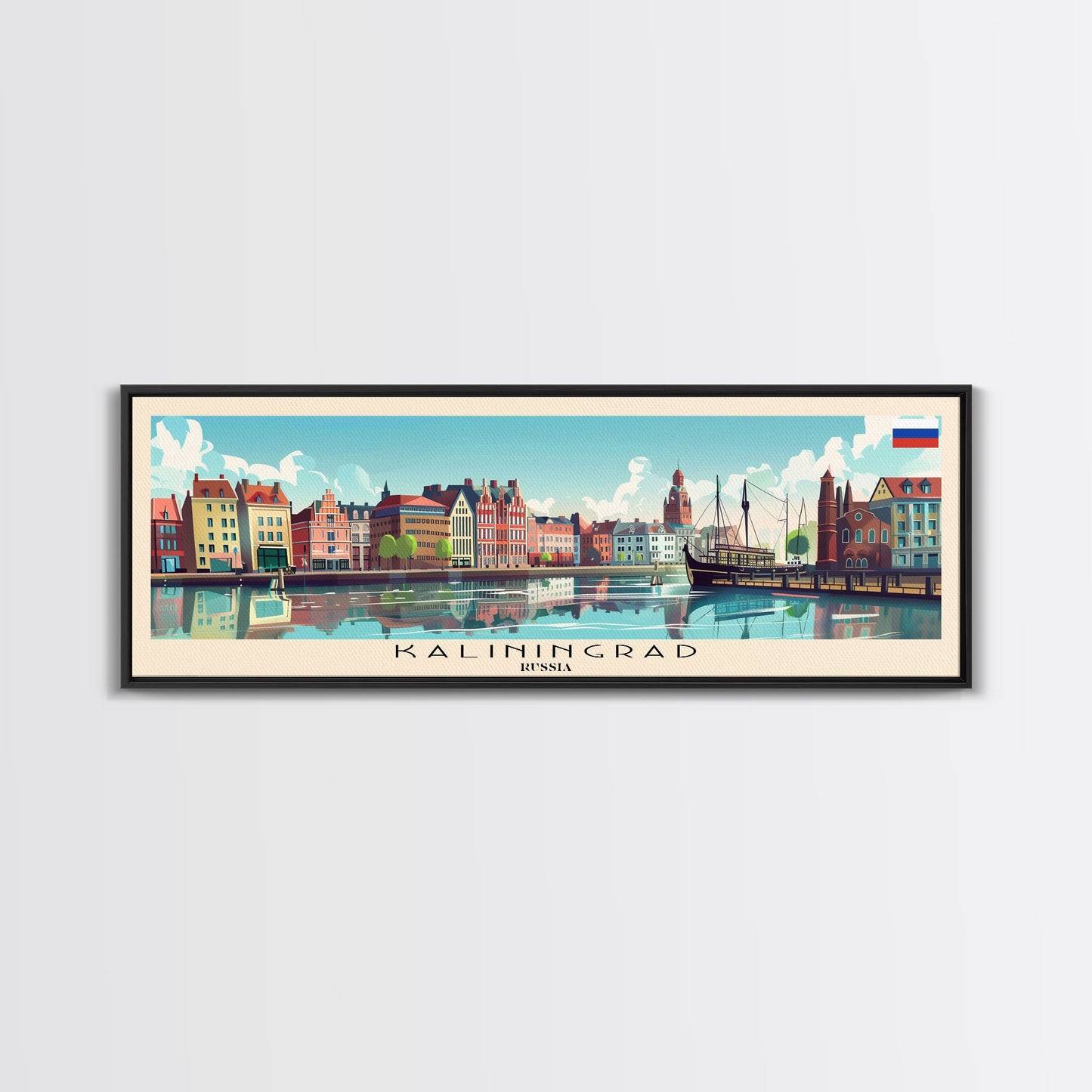 Kaliningrad Russia Travel Print Wall Art, Panoramic City Art, Travel Art, Wall Decor, Vacation Gift, Framed Canvas Print Or Metal Art