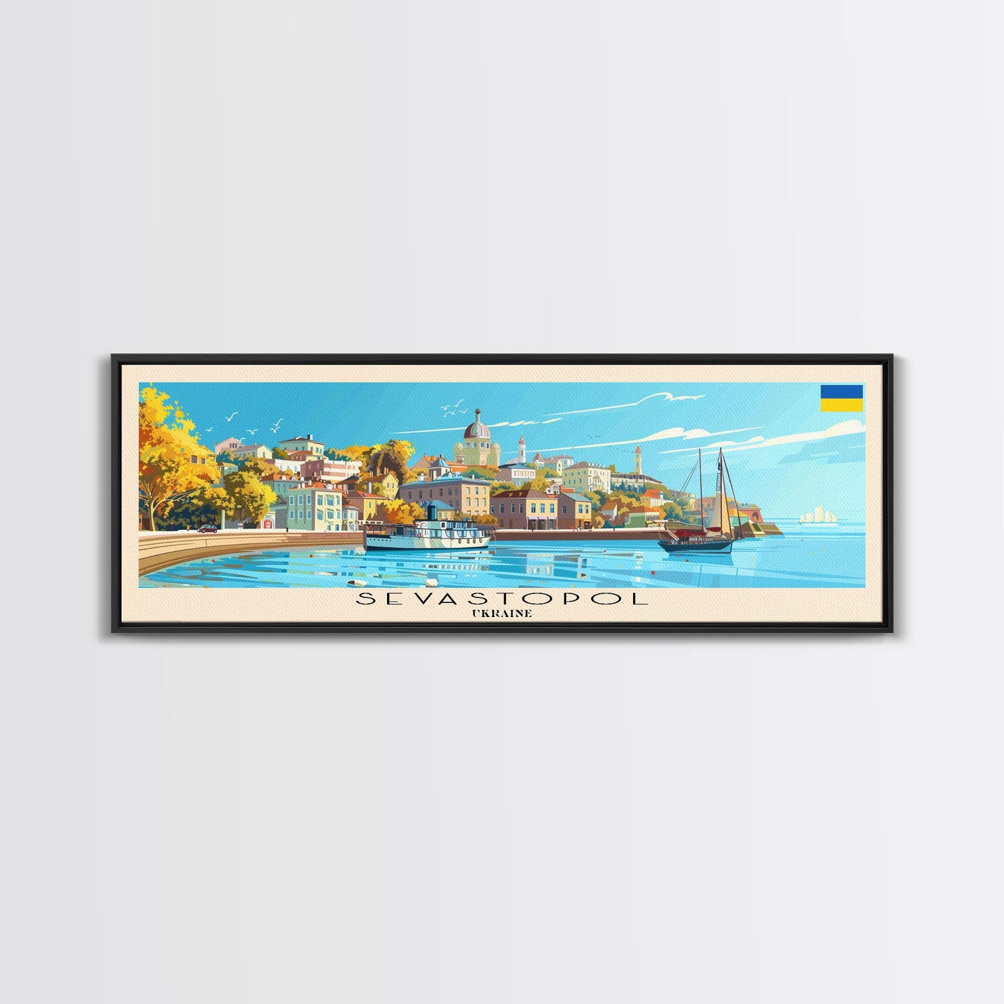 Sevastopol Ukraine Travel Art, City Art, Framed Canvas Print or Metal Wall Art, Europe Travel Poster, Panoramic Wall Art, Extra Wide Wall Art