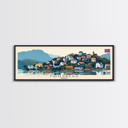 Tųnsberg Norway Travel Print Wall Art, Panoramic City Art, Travel Art, Wall Decor, Vacation Gift, Framed Canvas Print Or Metal Art