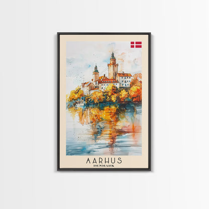 Serene Šabac Serbia Riverside View, Framed Canvas Print, Bedroom Wall Art, Farmhouse Style, Perfect Home Decor