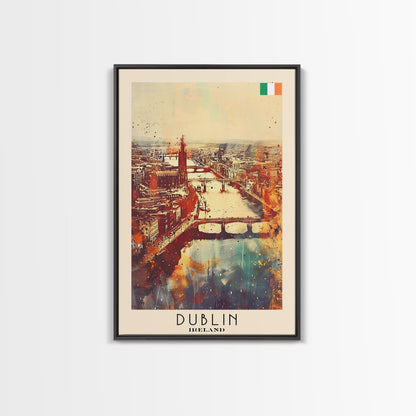 Vibrant Dublin, Ireland Framed Canvas Print. Perfect Wall Art for Living Room or Bedroom Decor, Captivating Travel Poster Art.