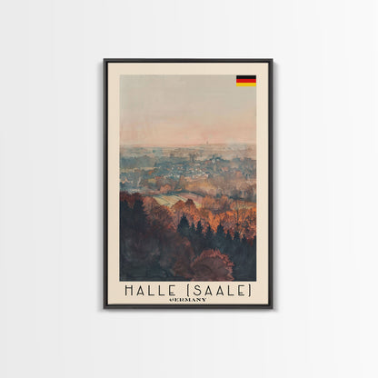 Halle Germany Scenic View Art, Framed Canvas Print, Bedroom Wall Art, Travel Poster Art, Home Decoration, German Wall Art