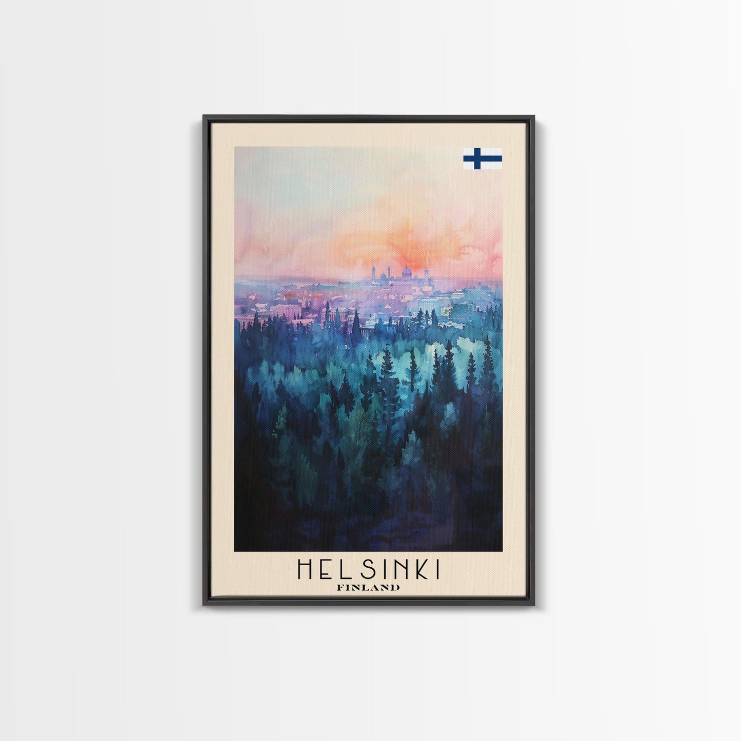 Helsinki Finland Skyline Art Print, Framed Canvas Wall Art, Living Room Decor, Office Art, Cityscape Poster, Home Decor, Travel Poster Art