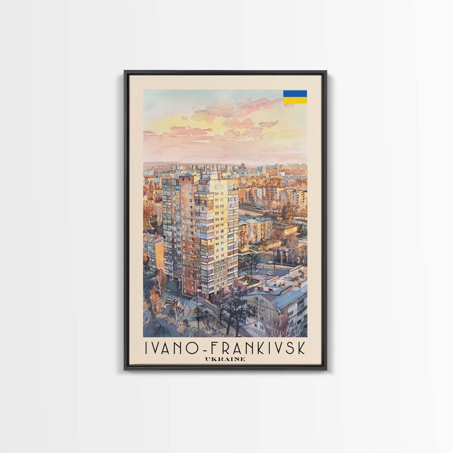 Ivano-Frankivsk Ukraine Cityscape Art Print, Sunset View Canvas Print for Home Decor, Travel Poster for Living Room Wall Art, Ukrainian Scene