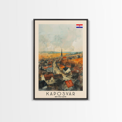 Kaposvar Hungary Urban Landscape, Framed Canvas Print, Travel Poster, Wall Art, Home Decoration, Cityscape Decor, Living Room Art, Hungarian City