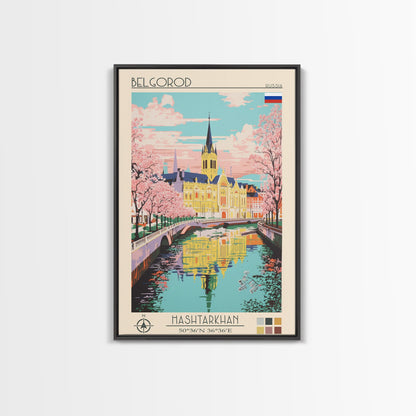 Belgorod Russia Travel Poster Framed Canvas Print, Midcentury Modern Art, Pop Art Wall Decor, Home Decor, Vacation Gift, Living Room Art