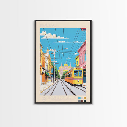 Kraljevo Serbia Travel Poster Framed Canvas Print, Midcentury Modern Art, Pop Art Wall Decor, Scenic Wall Art, Living Room Decoration, Office Gift