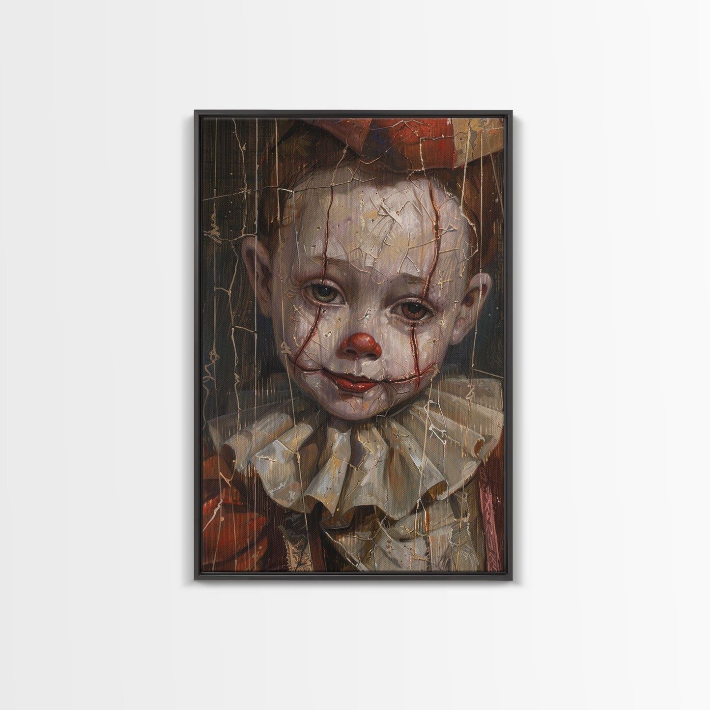 Haunting Clown with Cracked Face - Spooky Halloween Art Print - Creepy Home Decor - Scary Clown Wall Art - Perfect Halloween Decoration
