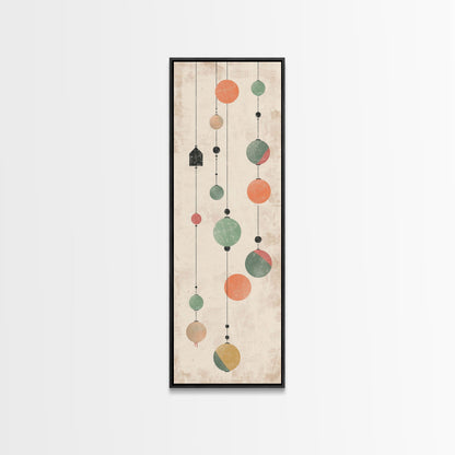 Abstract Hanging Lanterns On A Rustic Background – Framed Canvas Print With Skinny Art And Tall Art In Ukiyo-E Art And Japanese Style Art