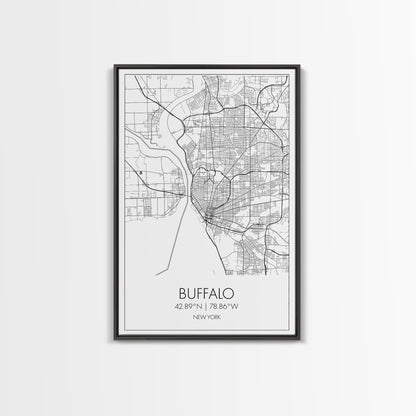 Buffalo Street Map, New York Map, City Map Art, Modern Art, Wall Art, Canvas Print, Canvas Wall Art, Wedding Gift, Home Office Wall Art