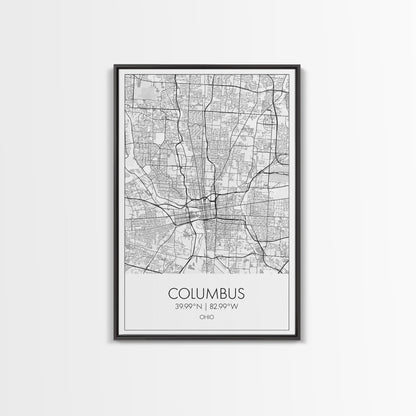 Columbus Street Map, Ohio Map, City Map Art, Minimalist Art, Wall Art, Canvas Print, Canvas Wall Art, Travel Decor, Office Wall Art