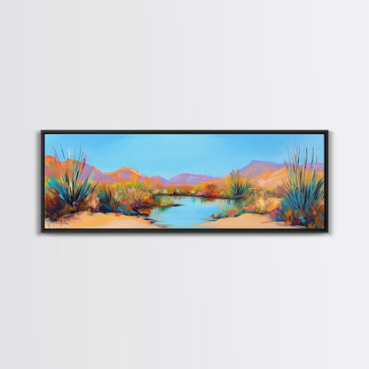 Küstenlandschaftskunst, gerahmter Leinwanddruck, extra breites Kunstwerk, Kunst vom Lake Tahoe, Wohnzimmerkunst, Panoramagemälde, rustikale Dekoration, Kunst über dem Sofa