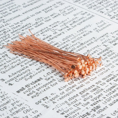 2 inch length Copper Headpin with flat circular head, 28 Gauge 22 pcs per bag