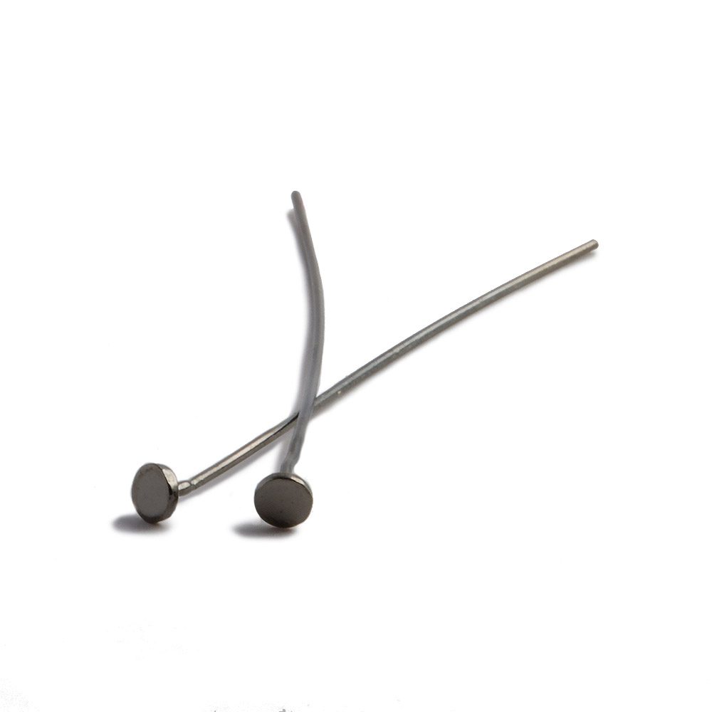 2" length Disc Headpin Black Gold plated .925 Silver, 24 Gauge Wire, 10 pieces per Bag