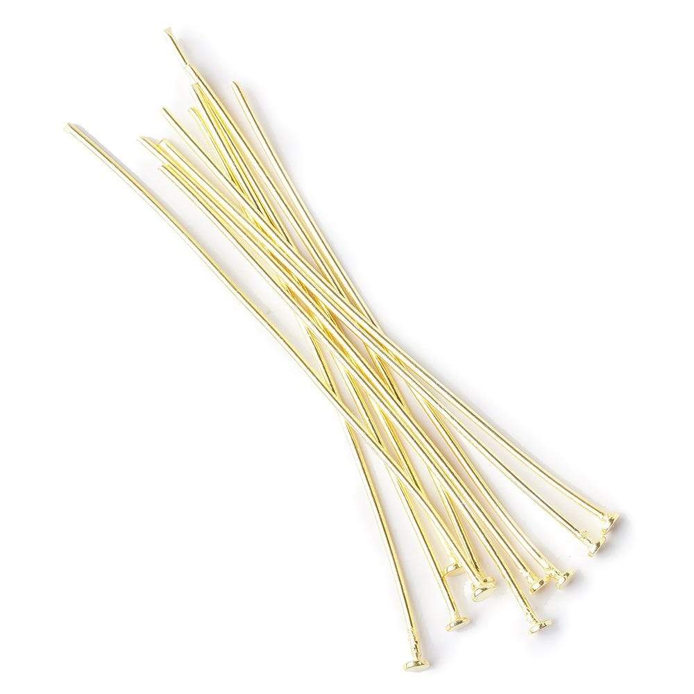 2" length Vermeil Disc Headpin, 22 Gauge Wire, 10 pieces per Bag