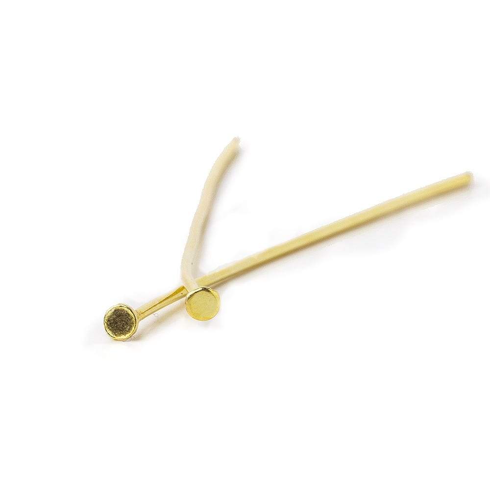 2" length Vermeil Disc Headpin, 22 Gauge Wire, 10 pieces per Bag