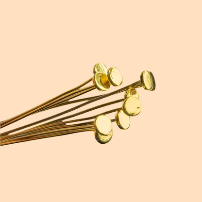 2" length Vermeil Disc Headpin, 26 Gauge Wire, 10 pieces per Bag