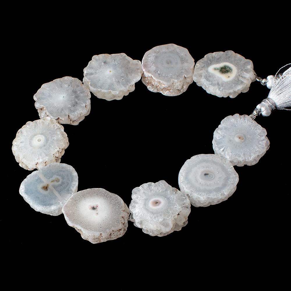 20-21mm Solar Quartz Straight Drilled Natural Slice Beads 8 inch 9 pieces