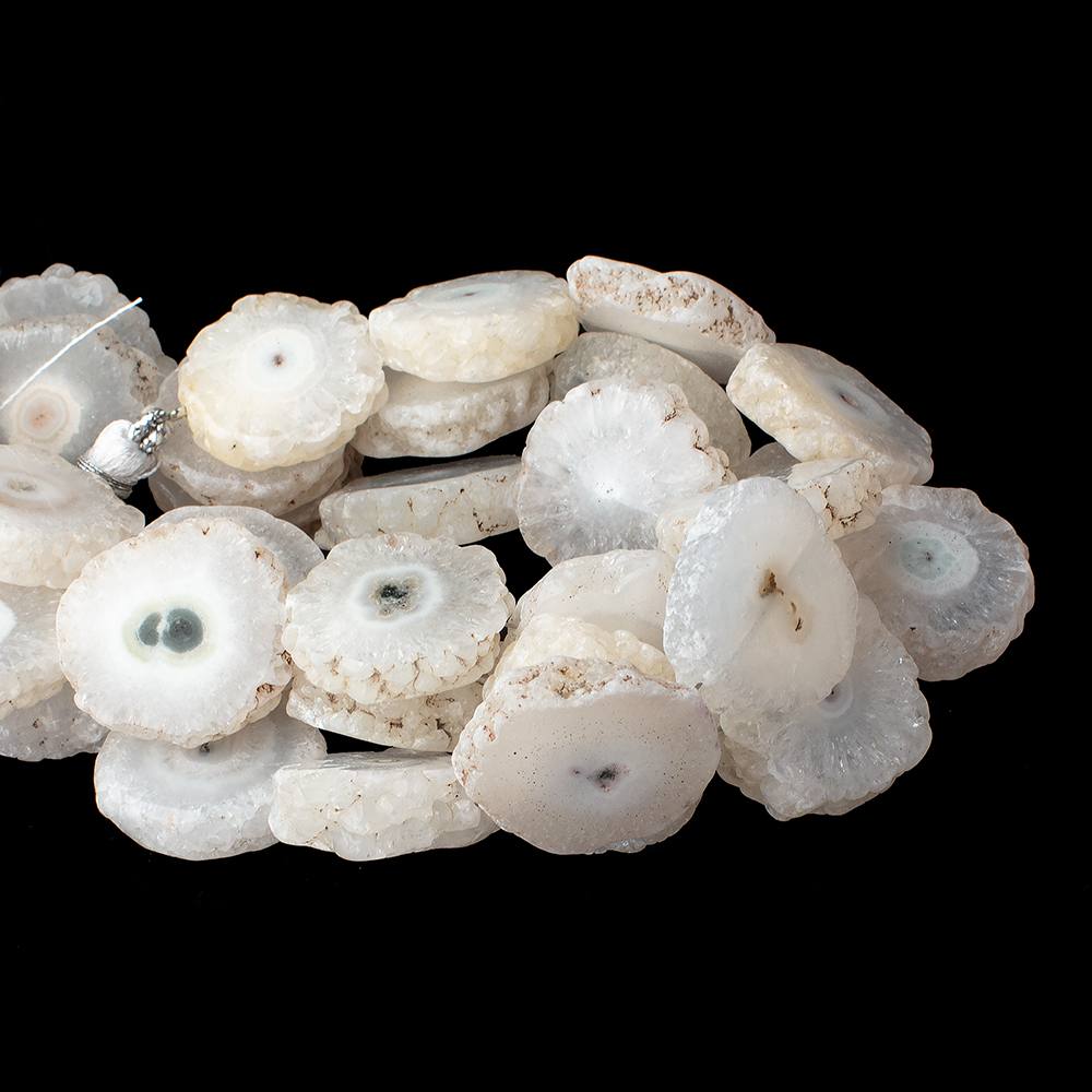 20-21mm Solar Quartz Straight Drilled Natural Slice Beads 8 inch 9 pieces