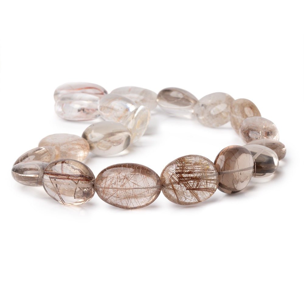 20-22mm Smoky Rutilated Quartz Plain Nugget Beads 16 inch 19 pieces AAA