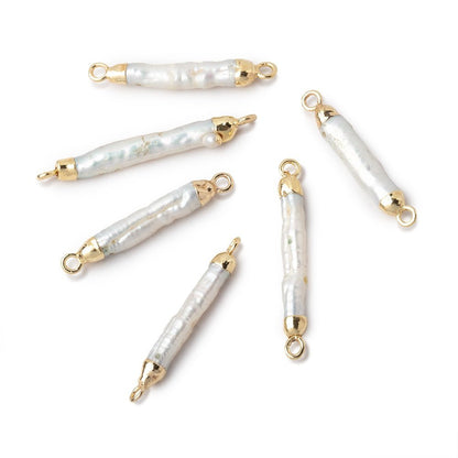 20-23mm Gold Leafed White Biwa Freshwater Pearl Connector 1 piece