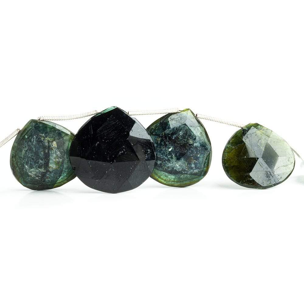 20-23mm Green Tourmaline Beads Heart Briolette