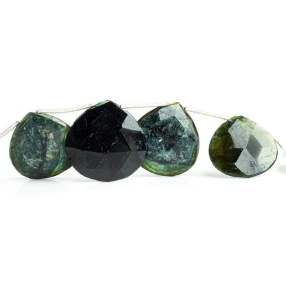 20-23mm Green Tourmaline Beads Heart Briolette