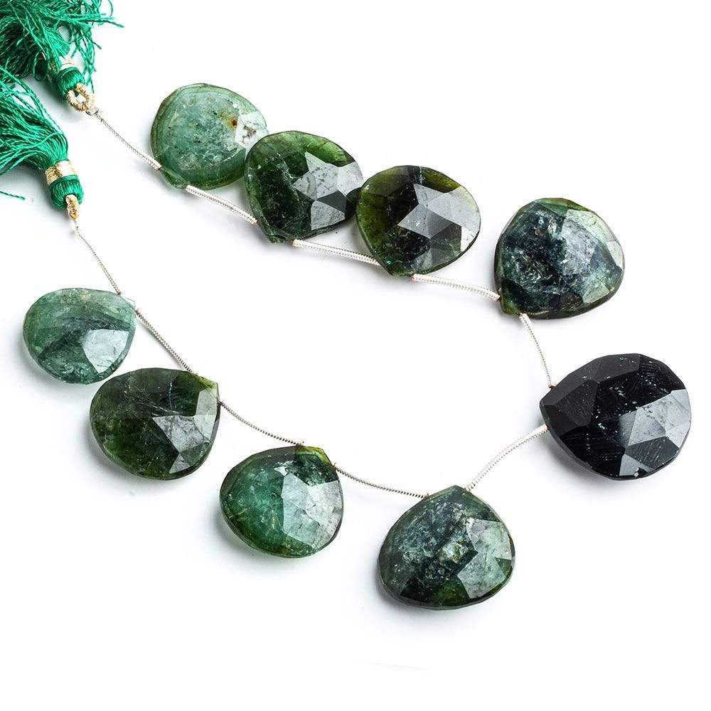 20-23mm Green Tourmaline Beads Heart Briolette
