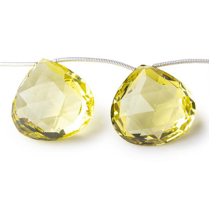 20-23mm Lemon Quartz Faceted Heart Beads 5 inch 5 pieces AAA