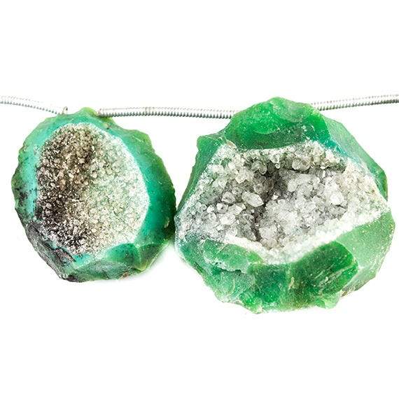 20-27mm Emerald Green Hammer Faceted Drusy Coin Beads 7 pieces