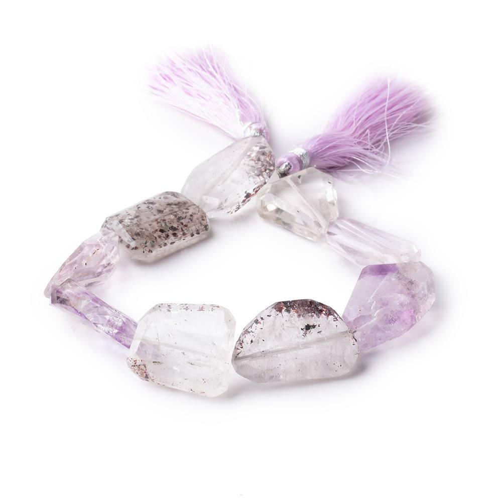 20-27mm Moss Amethyst Faceted Nugget Beads 8 inch 9 pieces