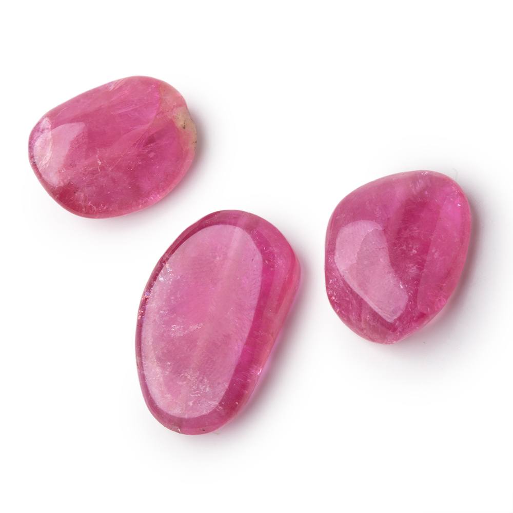 20-27mm Rubellite Tourmaline Plain Nugget Focal Beads Set of 3 AA
