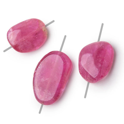 20-27mm Rubellite Tourmaline Plain Nugget Focal Beads Set of 3 AA