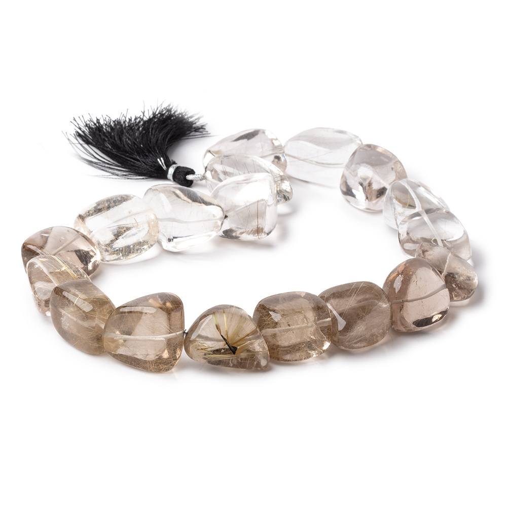 20-27mm Rutilated Quartz plain nugget beads 16 inch 18 pieces AA