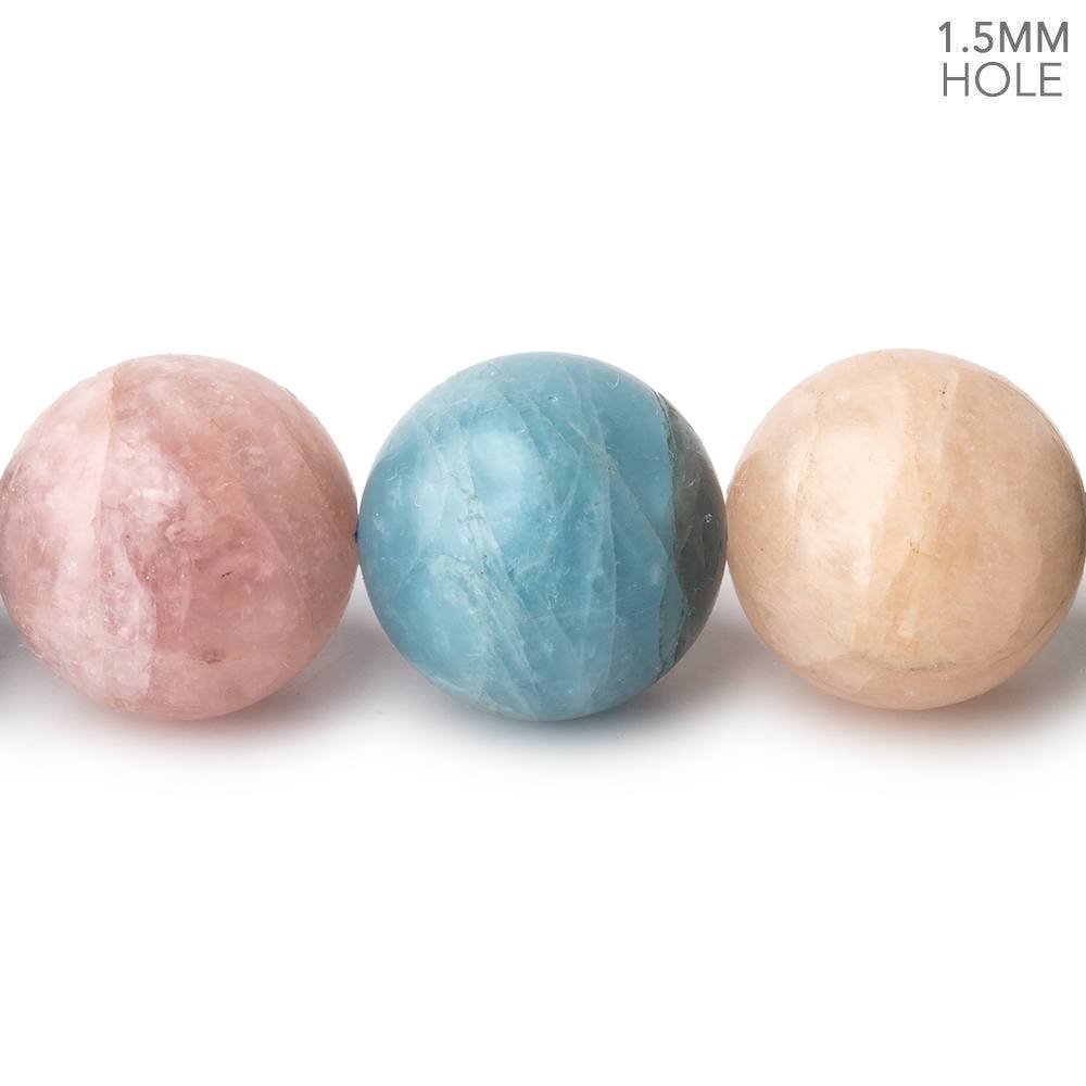 16mm Matte Multi Beryl plain round beads 16 inch 24 large hole beads A