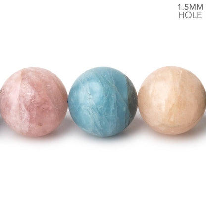 16mm Matte Multi Beryl plain round beads 16 inch 24 large hole beads A