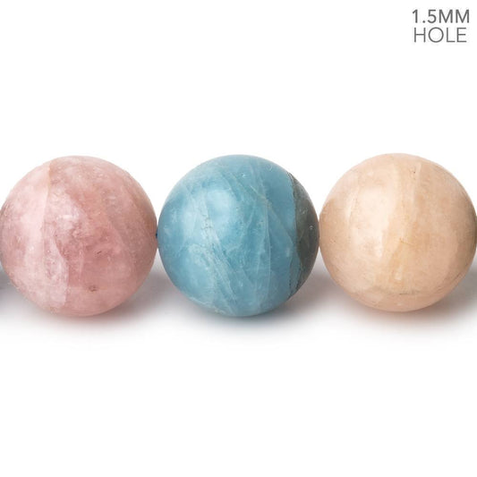 16mm Matte Multi Beryl plain round beads 16 inch 24 large hole beads A