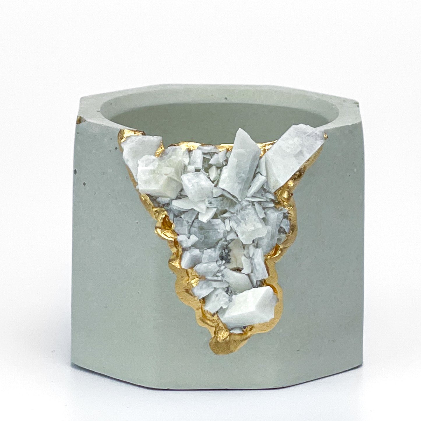 RAW MOONSTONE GEODE PLANTER