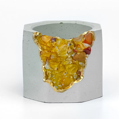 YELLOW AGATE GEODE PLANTER