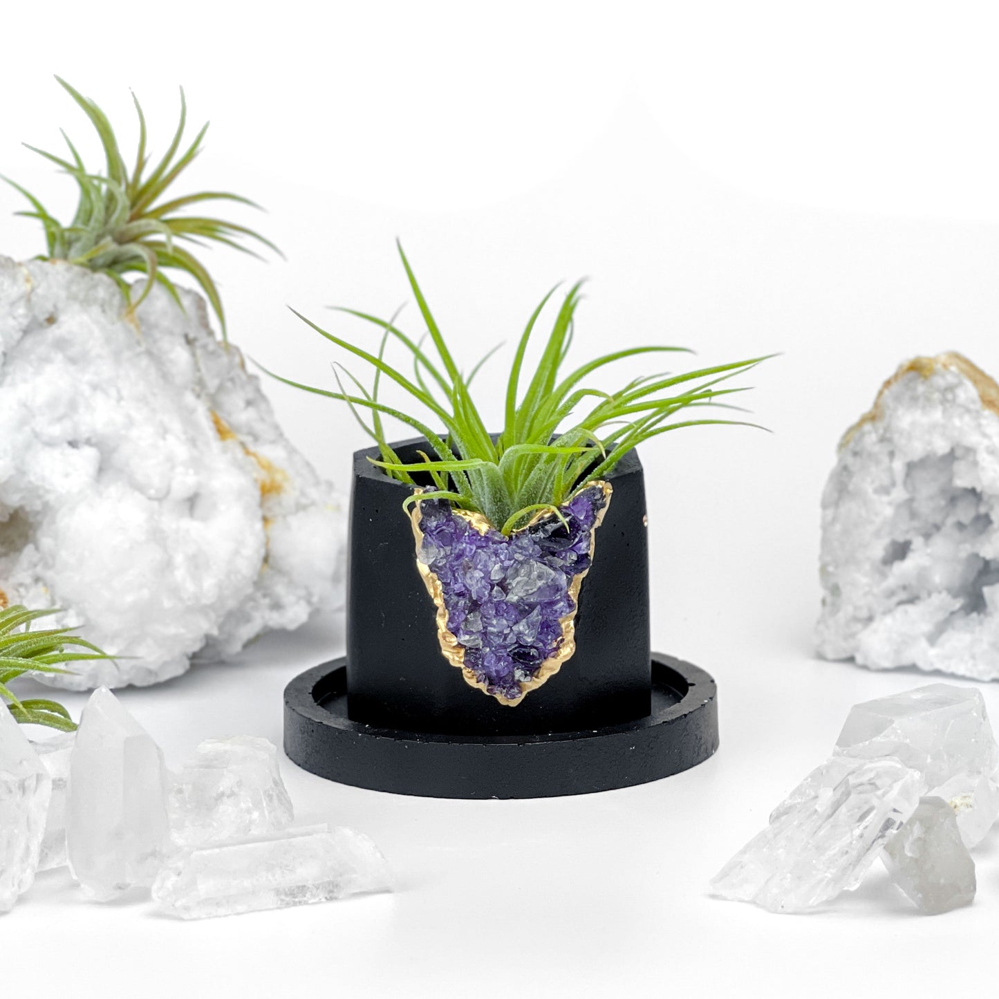 Black AMETHYST GEODE PLANTER