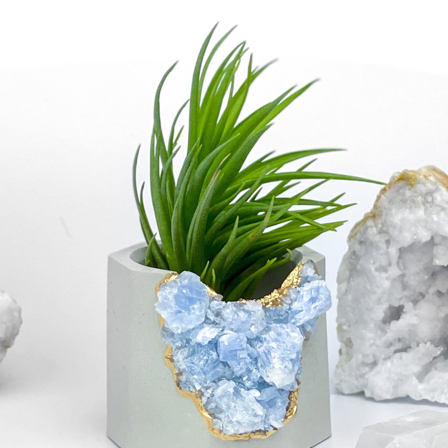 BLUE CALCITE GEODE PLANTER