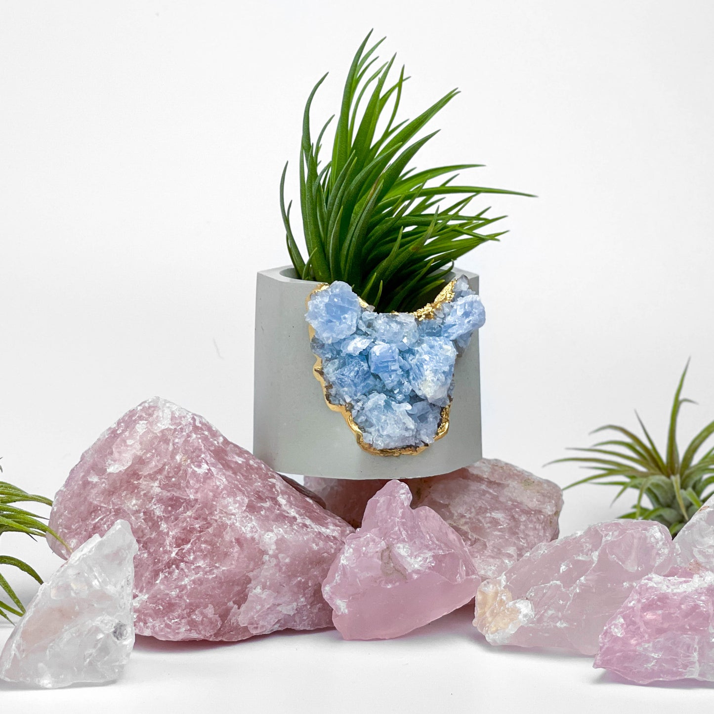 BLUE CALCITE GEODE PLANTER