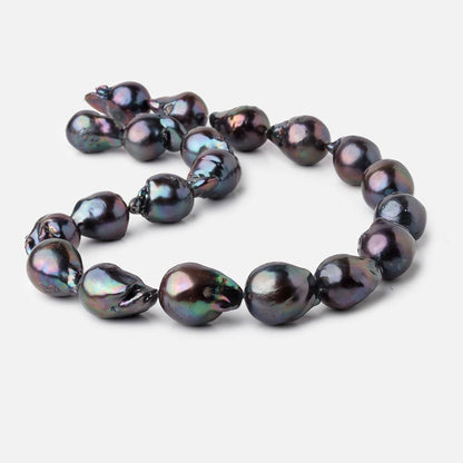 13-16mm Iridescent Peacock Ultra Baroque Freshwater Pearls 16.5 inch 20 pieces AA