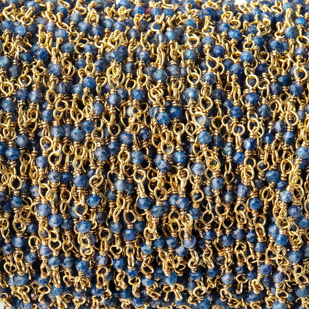 2mm Iolite micro faceted rondelle Vermeil Chain by the foot 46 beads AAA
