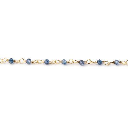 2mm Iolite micro faceted rondelle Vermeil Chain by the foot 46 beads AAA