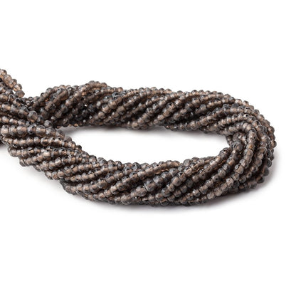 4mm Smoky Quartz Faceted Rondelles 13.5 inch 135 beads with 1mm Large Hole