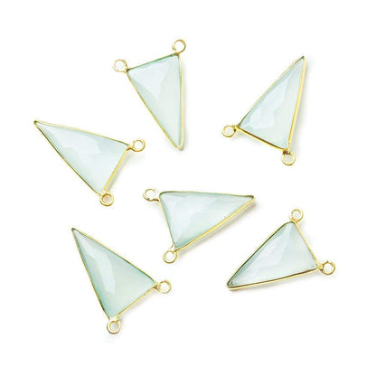 20.5x12mm Vermeil Bezel Sea Green Chalcedony Triangle Connector 1 piece