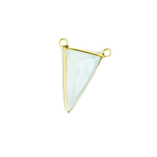 20.5x12mm Vermeil Bezel Sea Green Chalcedony Triangle Connector 1 piece