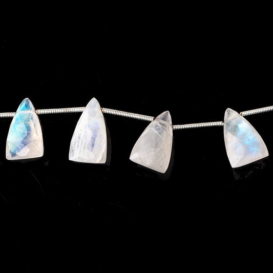 14.5x9mm Rainbow Moonstone faceted triangle points 6 inch 10 beads A