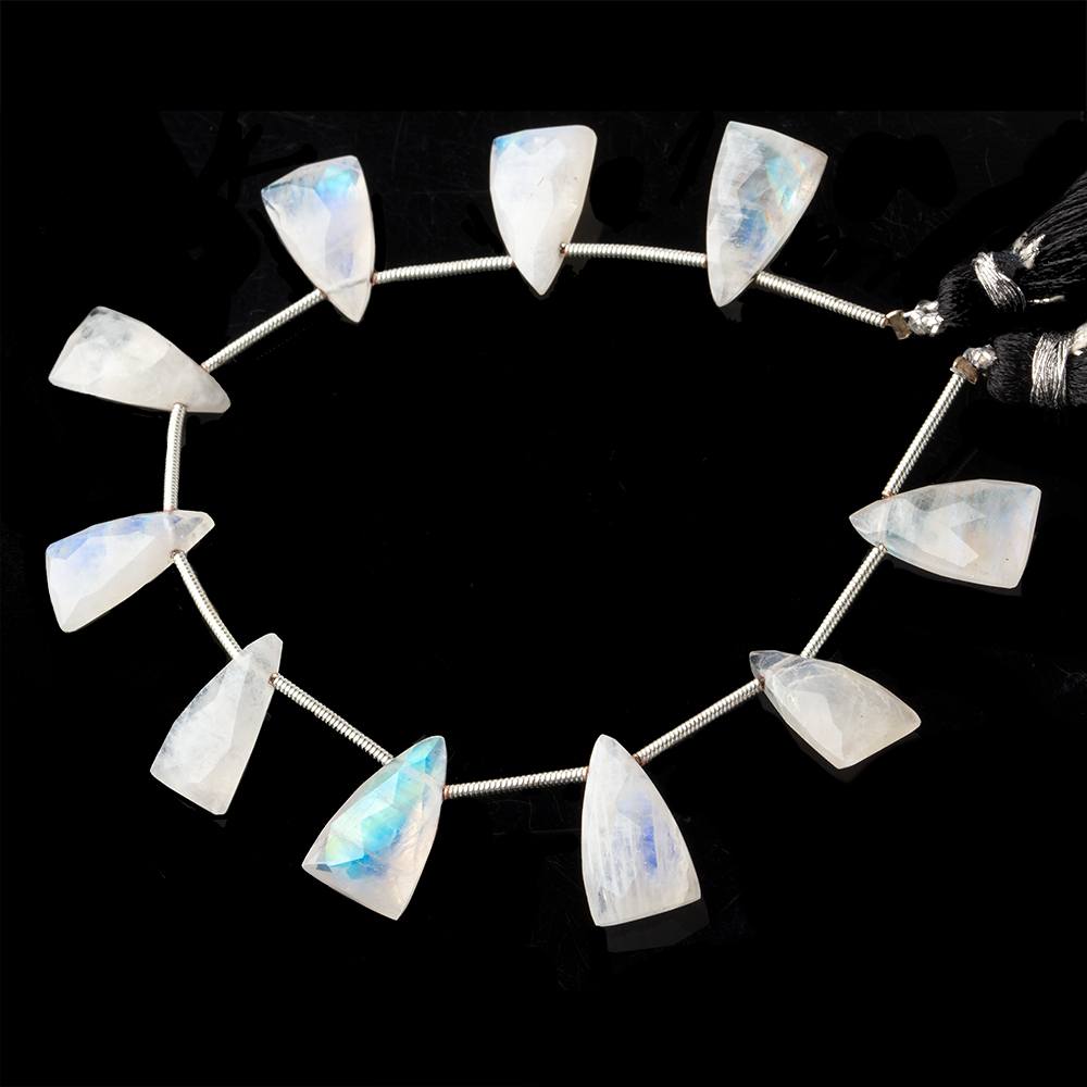 14.5x9mm Rainbow Moonstone faceted triangle points 6 inch 10 beads A